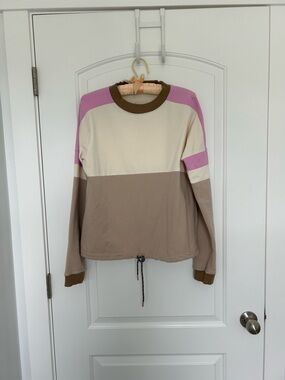 Cotopaxi Colorblock Crewneck Sweater in Pink, Cream & Brown